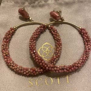 Kendra Scott Russel mauve pink gold statement earrings